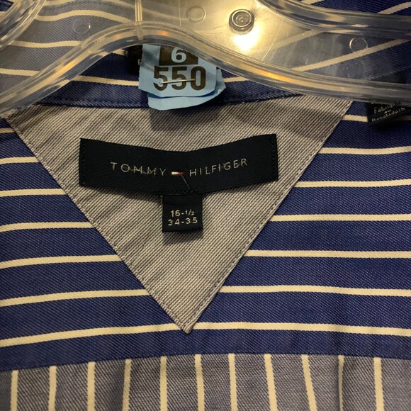 Mens Blue Striped Tommy Hilfiger Dress / Casual Shirt - Picture 2 of 3